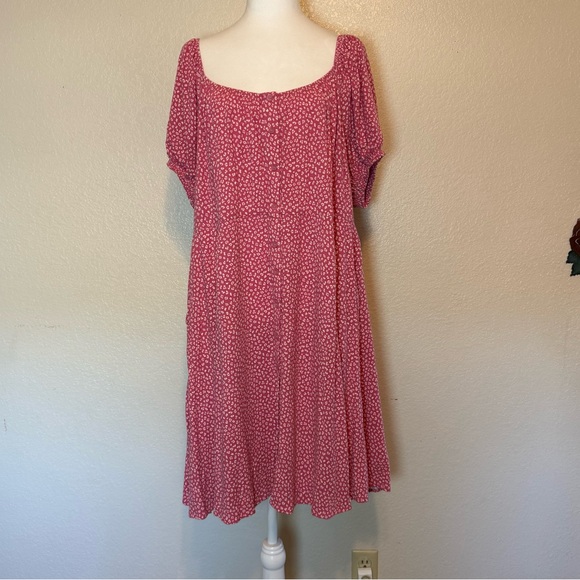 Torrid Button Front Skater Mini Dress Pink & White Size 3X - Picture 2 of 14